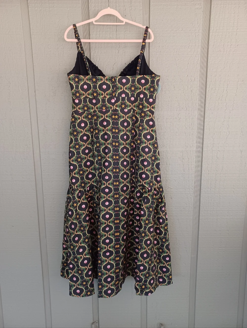 Hill House The Lillie Dress Size XXL Cotton Blend In Cisco Trellis Black Multi